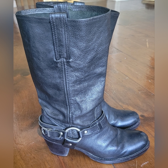 Frye Black Leather Harness Boots - Picture 3 of 16